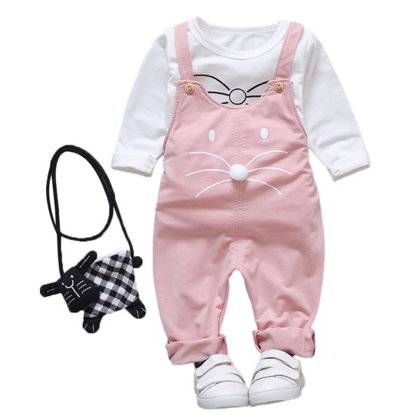 Nyfödd bebis tecknad långärmad sparkdräkt body outfits set 6M-1Years