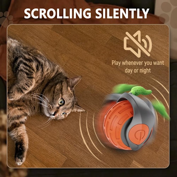 Speedy Tail 3.0 Katt Leksak, Interaktiv Svans Katt Leksaker för inomhus, Smart Automatisk Rörlig Katt Leksak Boll, Katt Leksaker Boll med Svanshastighetsjustering Orange