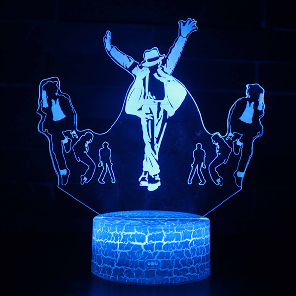 Michael Jackson 3D nattlampa LED bordslampa dekoration 7 färger skiftande present A