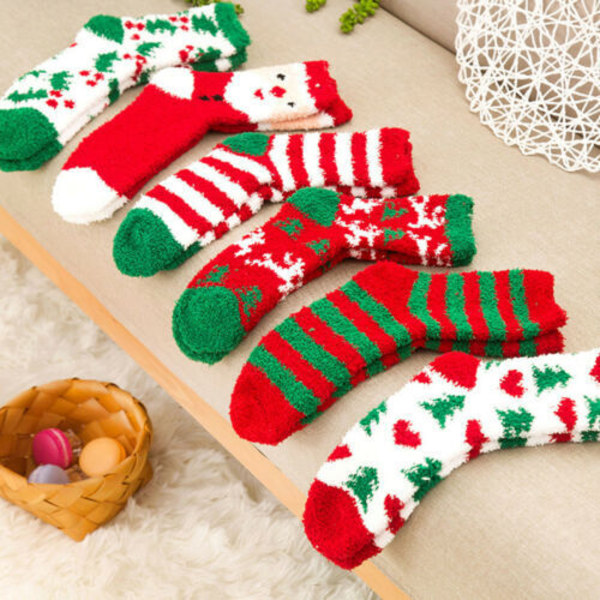 Jul Unisex Strumpor Mjuka Bekväma Varma Vinter Julstrumpor Strumpor Santa Claus 1 Pair
