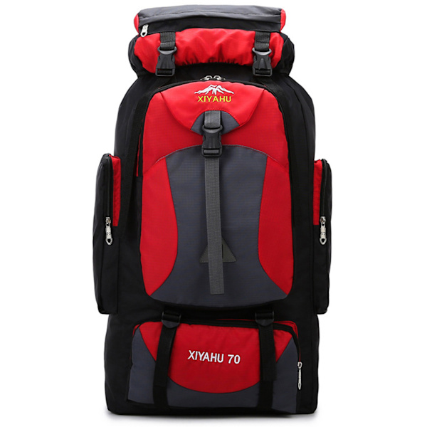 Vandringsryggsäck 70L, Vattentät vandringsryggsäck för män och kvinnor, Reseryggsäck, Vandringsryggsäck, För vandring, Klättring, Camping, Röd Red 70L