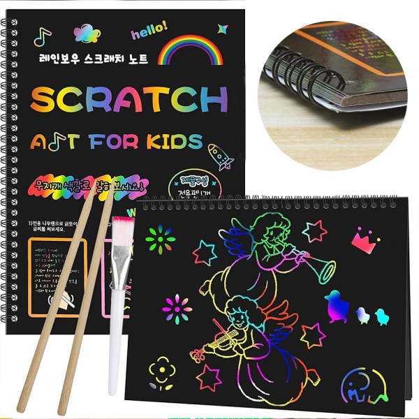 Magic Rainbow Scratch Art Paper Svart Ritbok Kid Gift