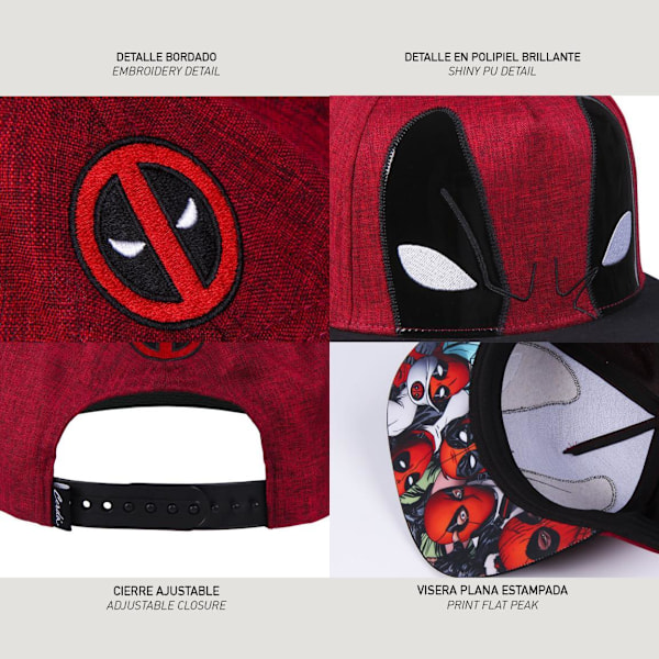 Keps deadpool 57-59 cm vuxenstorlek 14+ år flat cap marvel
