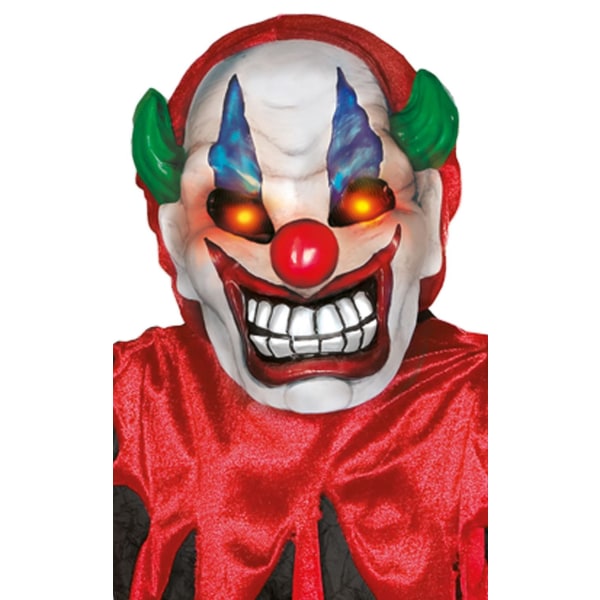 Clowndräkt (8-10 år) med lysande ögon halloween dräkt och mask