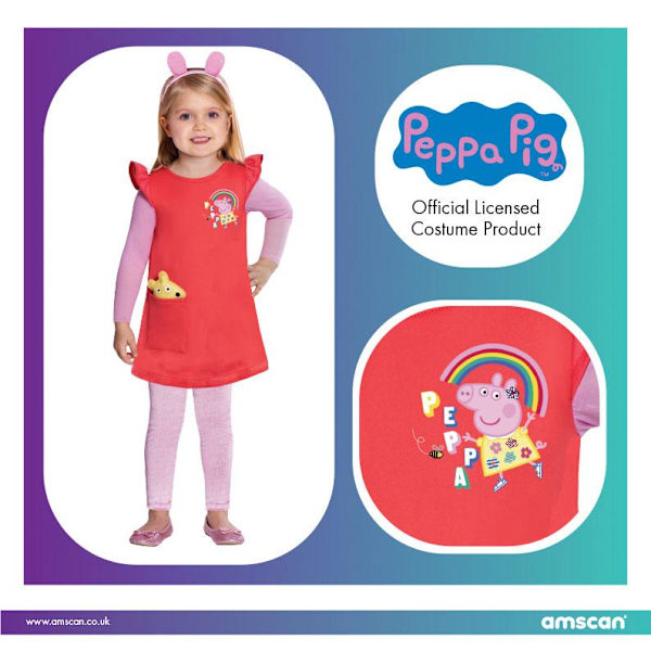 Peppa pig kjole 110 cm (4-6 år) diadem greta gris dragt kjole