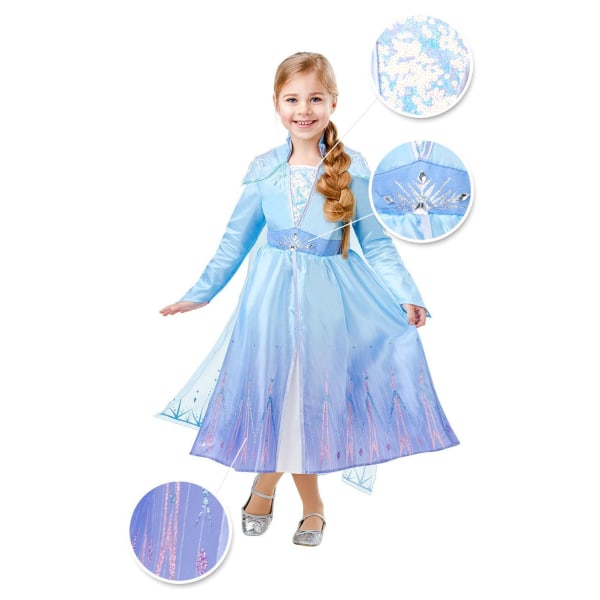 Frozen II elsa travel deluxe 122/128 cl (7-8 år) frost kjole