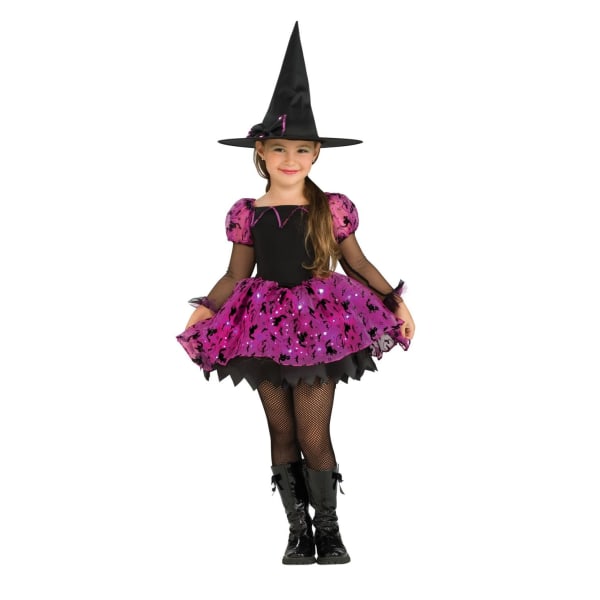 Häxklänning (3-4 år) med blinkande kjol halloween klänning