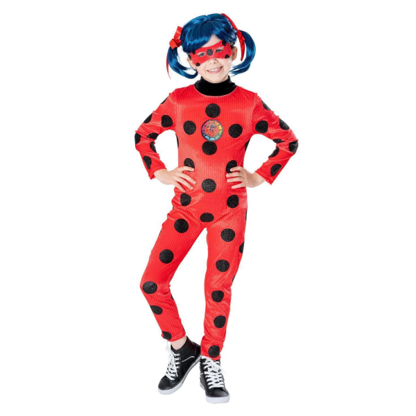 Miraculous ladybug deluxe 122/128 cl (7-8 år) dräkt peruk mask
