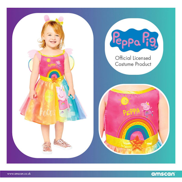 Peppa pig kjole 104 cm (3-4 år) vinger og diadem gurli gris