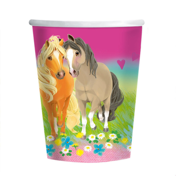 Engangskrus heste 8 stk 250 ml krus hestetema pony hest