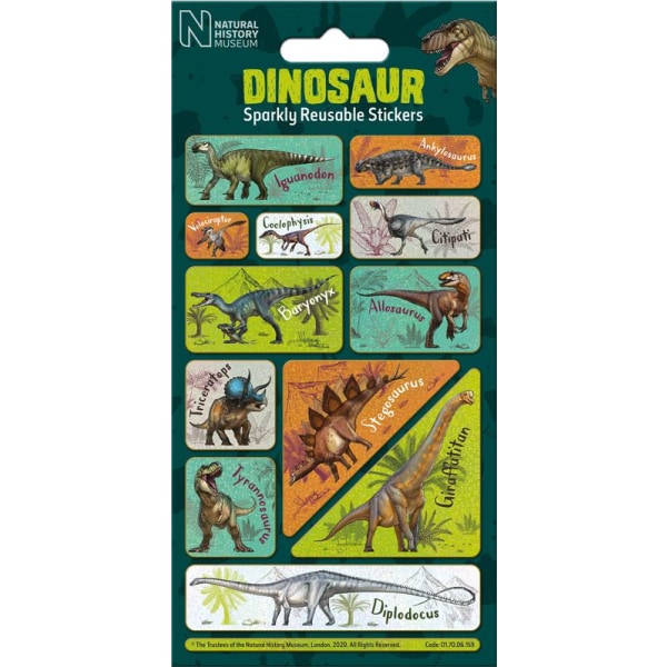 Dinosaurier 12 st glittriga klistermärken klistermärke dino