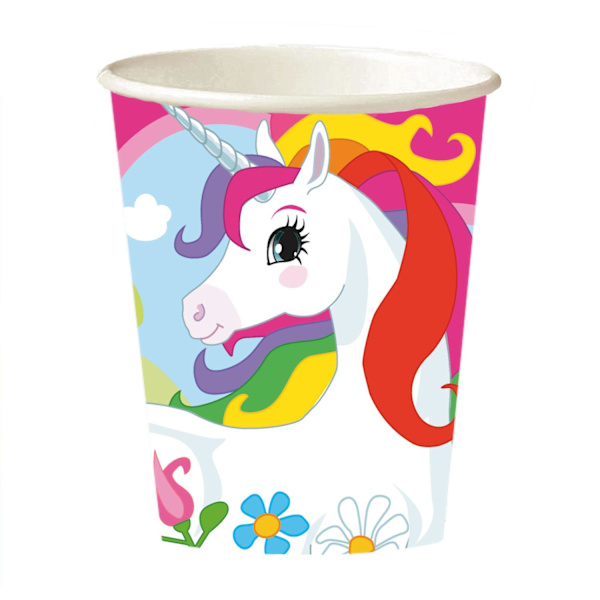 Engångsmuggar unicorn 8 st 250 ml muggar unicorntema mugg