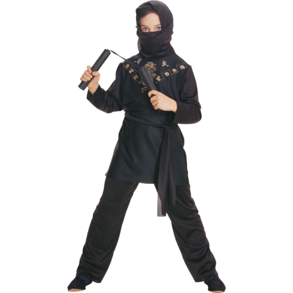 Ninjadräkt (4-6 år) svart ninja samuraj dräkt japansk