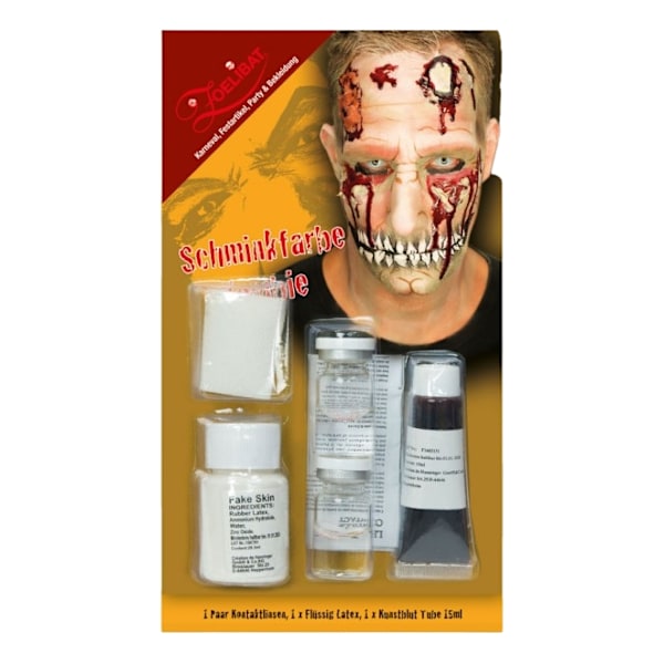 Zombie-set vita linser latex blod partylinser halloween coola crazy läskiga