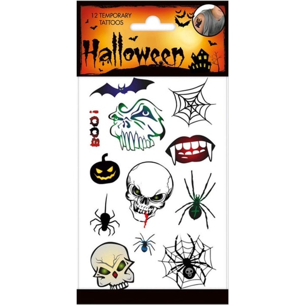 Halloween 12 st barntatueringar tatuering läskiga spindel