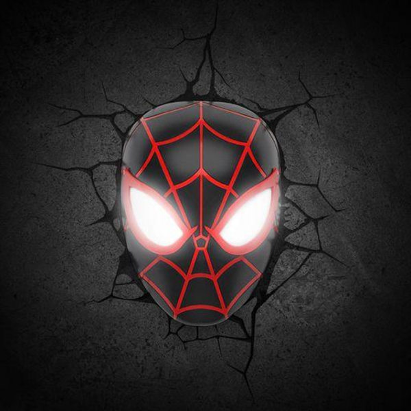 Spiderman væglampe 3D lampe maske nat avengers
