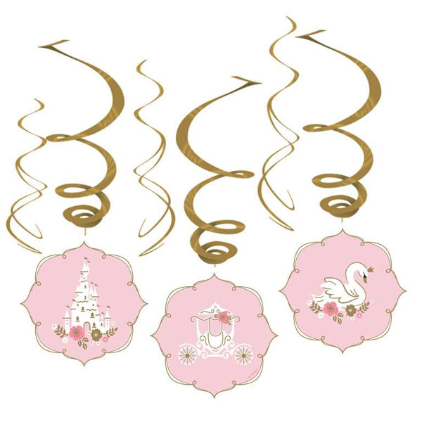 Swirls prinsesse 6 stk hængende dekoration spiral prinsesser