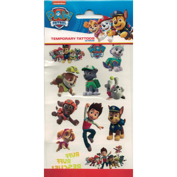 Paw Patrol barntatueringar 12 st gnuggisar valp äventyr Vit