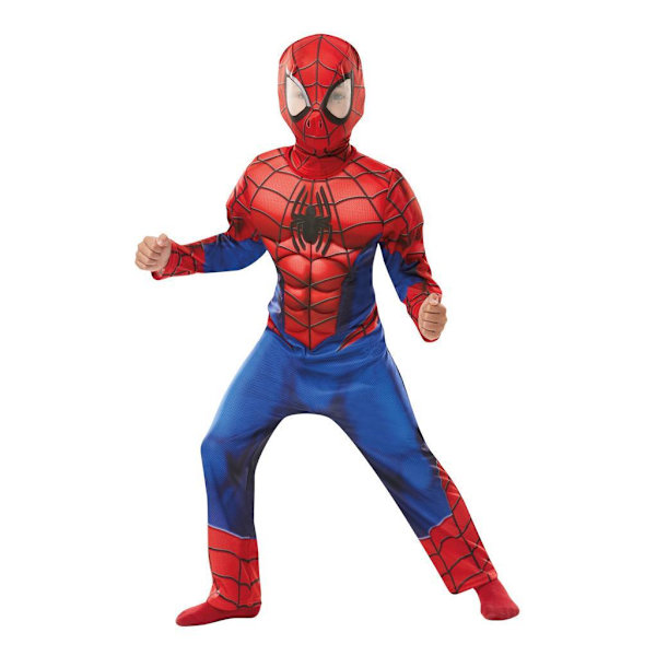 Spiderman deluxe 122/128 cl (7-8 år) vadderad dräkt med mask