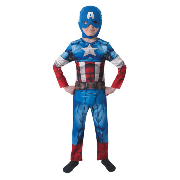 Captain america 110/116 cl (5-6 år) dräkt med mask avengers