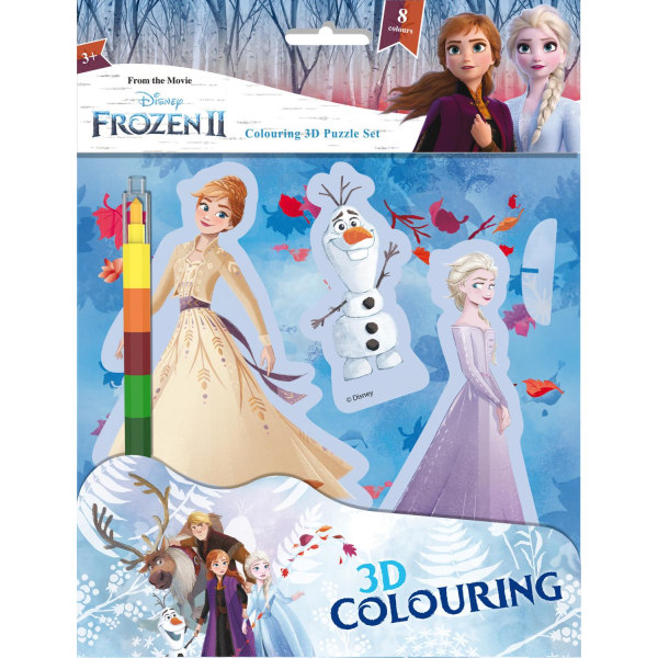 Frozen II håndværkspakke med 3D billeder og farvekridt elsa anna