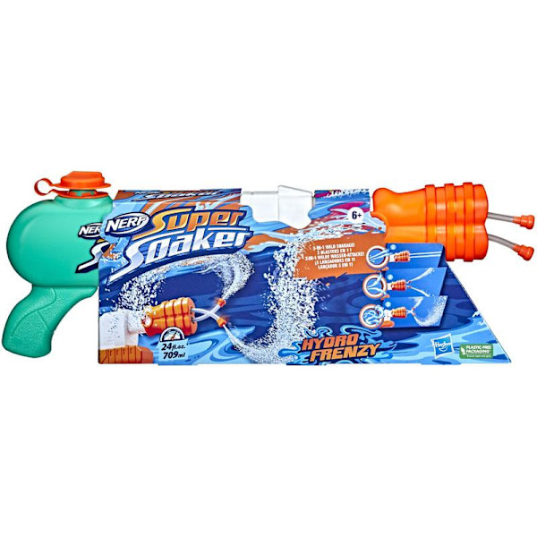NERF Hydro Frenzy 51 cm vattenpistol med 3-i-1 sprutfunktion