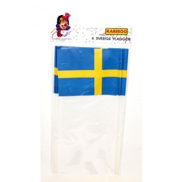 Svenske flag på pind 6 stk svenske flag blågul