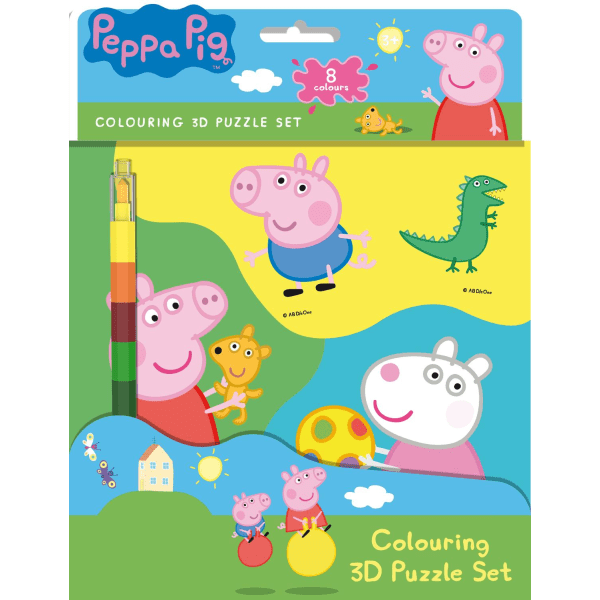 Peppa pig pysselpaket 3D bilder med färgkrita greta gris