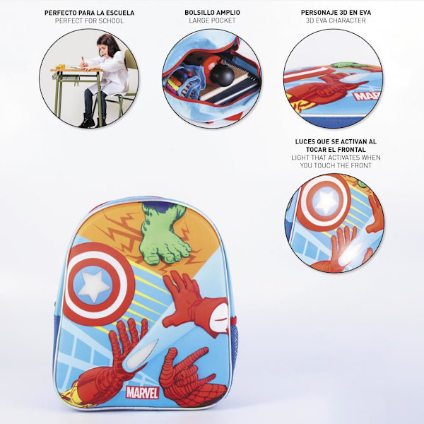 Avengers 3D reppu 31 cm valaistuksella laukku koulureppu hulk