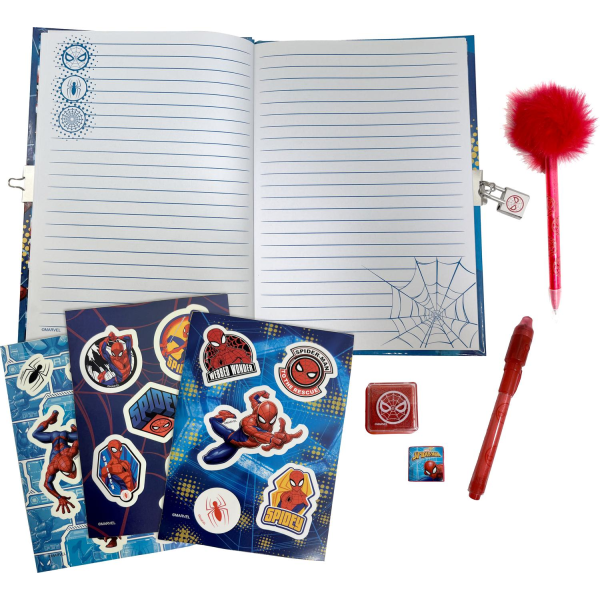 Spiderman stort kreativt sæt dagbog klistermærker blok pen