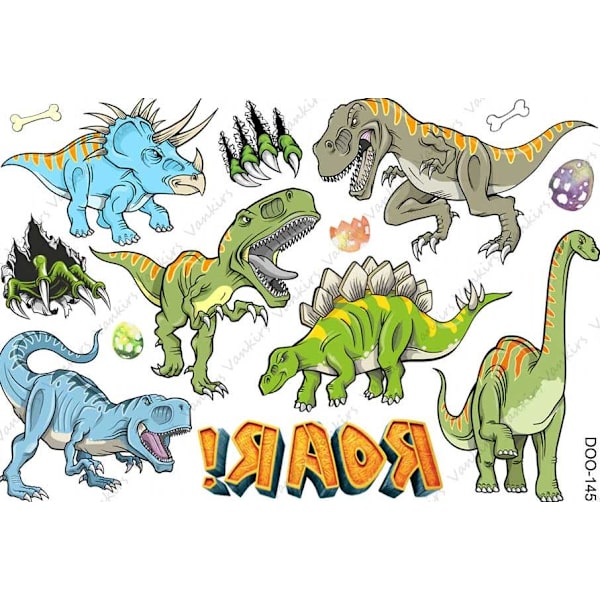 Väliaikaiset lasten tatuoinnit – 12 dinosaurusta munineen