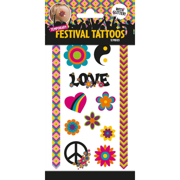 Hippie 12 stk midlertidig tatoveringer tatovering festival