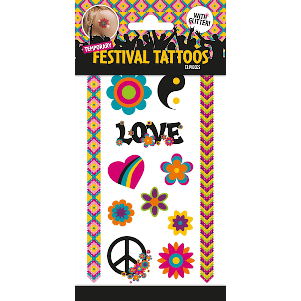 Hippie lastentatuoinnit 12 kpl väliaikaisia tatuointeja