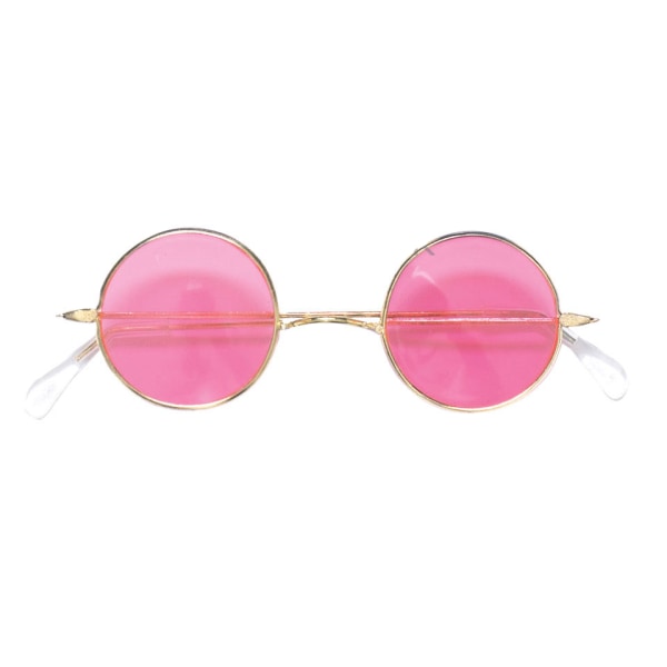 Partyglasögon hippie glasögon rosa runda flower power Gul
