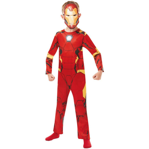 Iron man 134/140 cm (9-10 vuotta) puku ja naamio avengers marvel