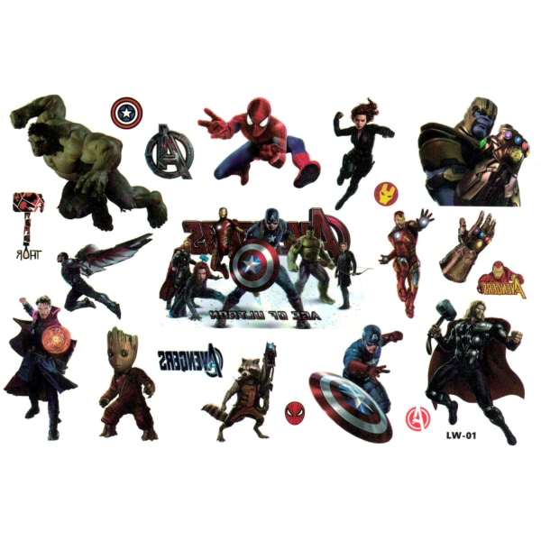 Avengers 15 stk børntatoveringer tatovering iron man hulk børn
