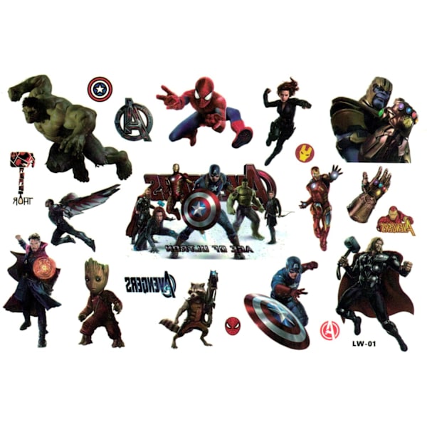 Avengers barntatueringar – 15 st superhjältemotiv för barn