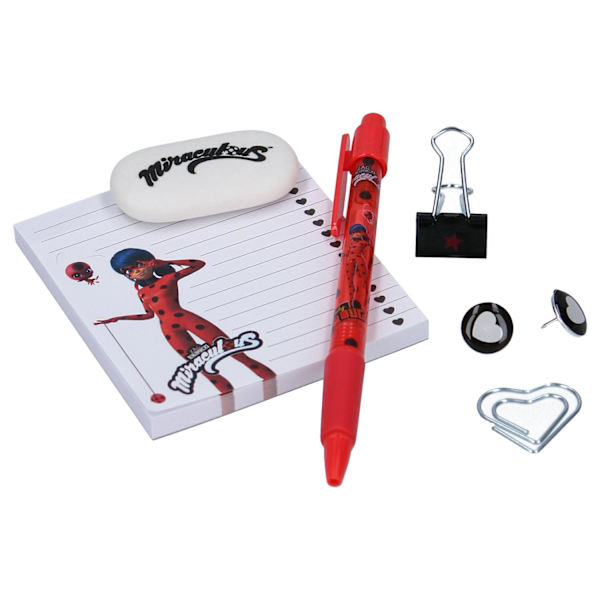 Miraculous skrivesæt 6 dele ladybug pen viskelæder
