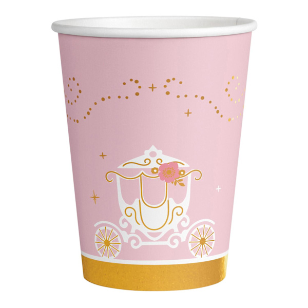 Kertakäyttömukit prinsessa 8 kpl 250 ml mukit prinsessateemalla