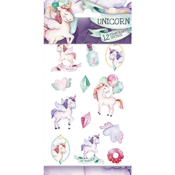 Unicorn lastentatuoinnit 12 kpl yksisarviskaraktereita White