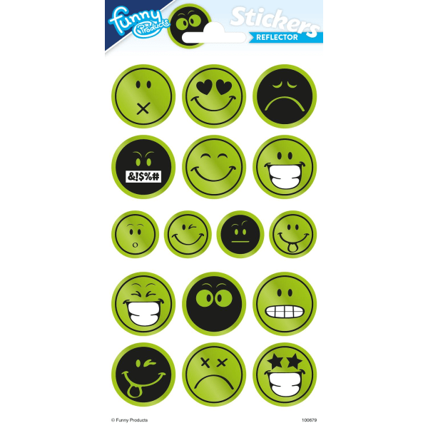 Smiley 16 stk fluorescerende klistermærker emoji refleks