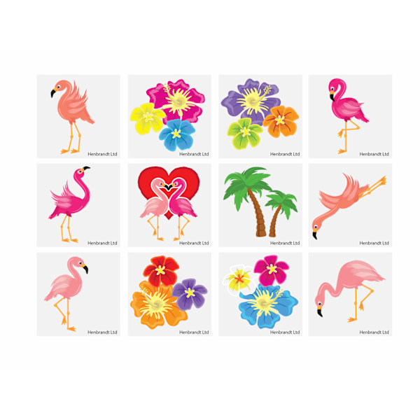 Lasten väliaikaiset tatuoinnit – Flamingot 60 kpl White