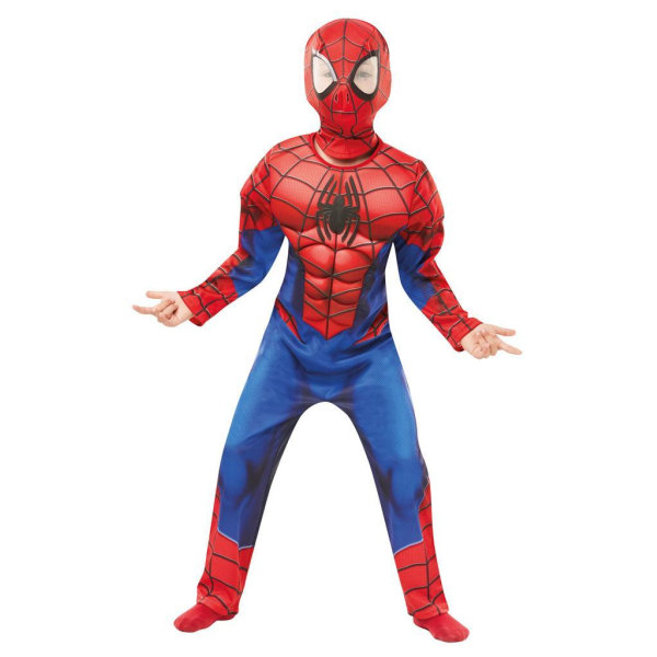 Spiderman deluxe 122/128 cl (7-8 år) muskeldragt med maske