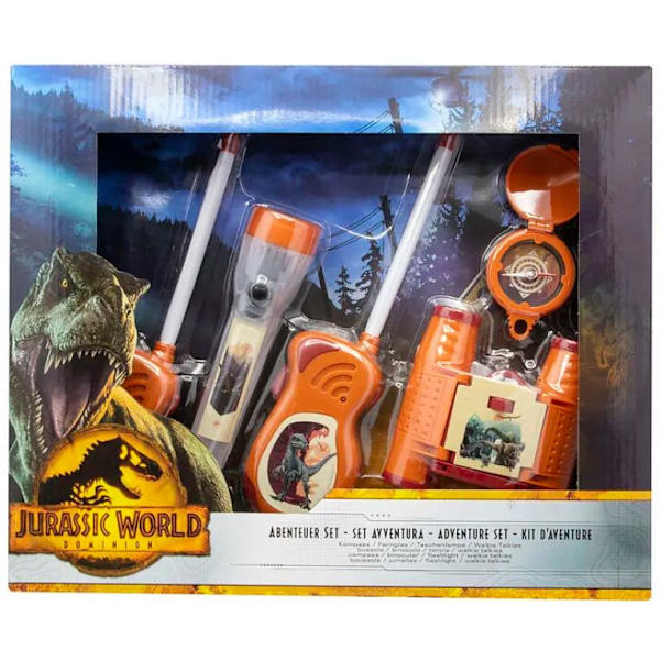 Jurassic park seikkailupaketti 5 osaa walkie talkie kiikari dino