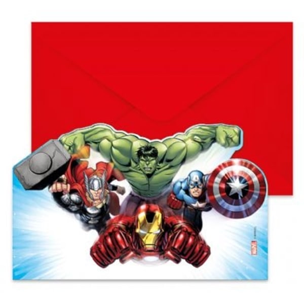 Avengers invitationer 6 stk med kuverter hulk iron man kort
