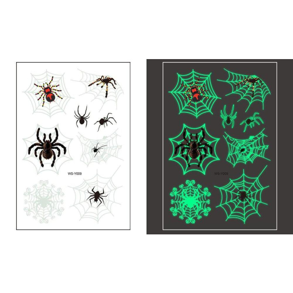 Edderkoppespind 31 stk selvlysende børnetatoveringer halloween