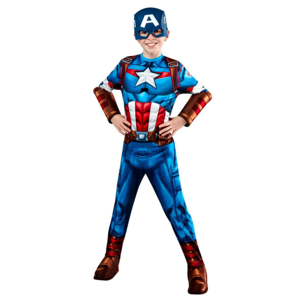 Captain america (8-10 år) dräkt med mask avengers mech strike