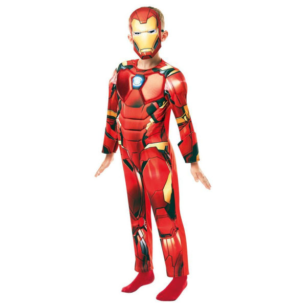 Iron man deluxe 134/140 cl (9-10 vuotta) puku ja maski avengers