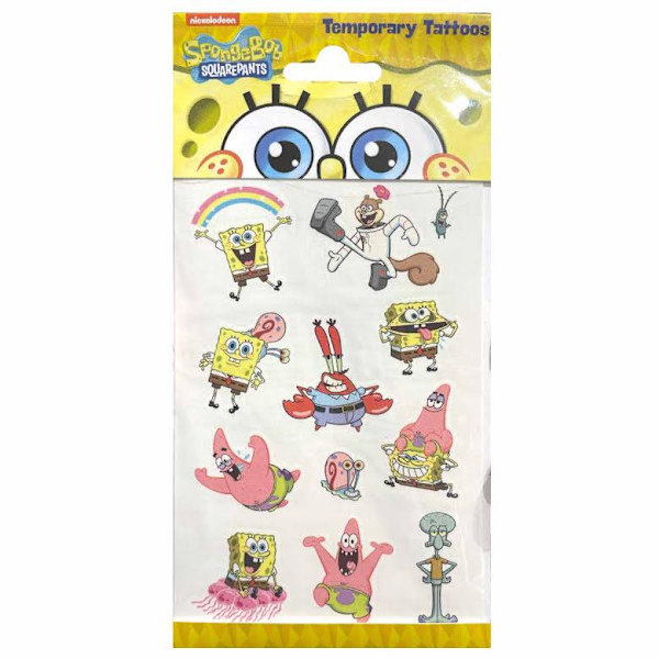 SpongeBob barntatueringar 12 st gnuggisar svampbob motiv Vit