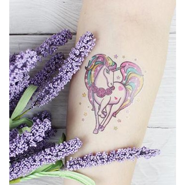 Unicorn 5 st extra stora XL barntatueringar tatuering enhörning Vit